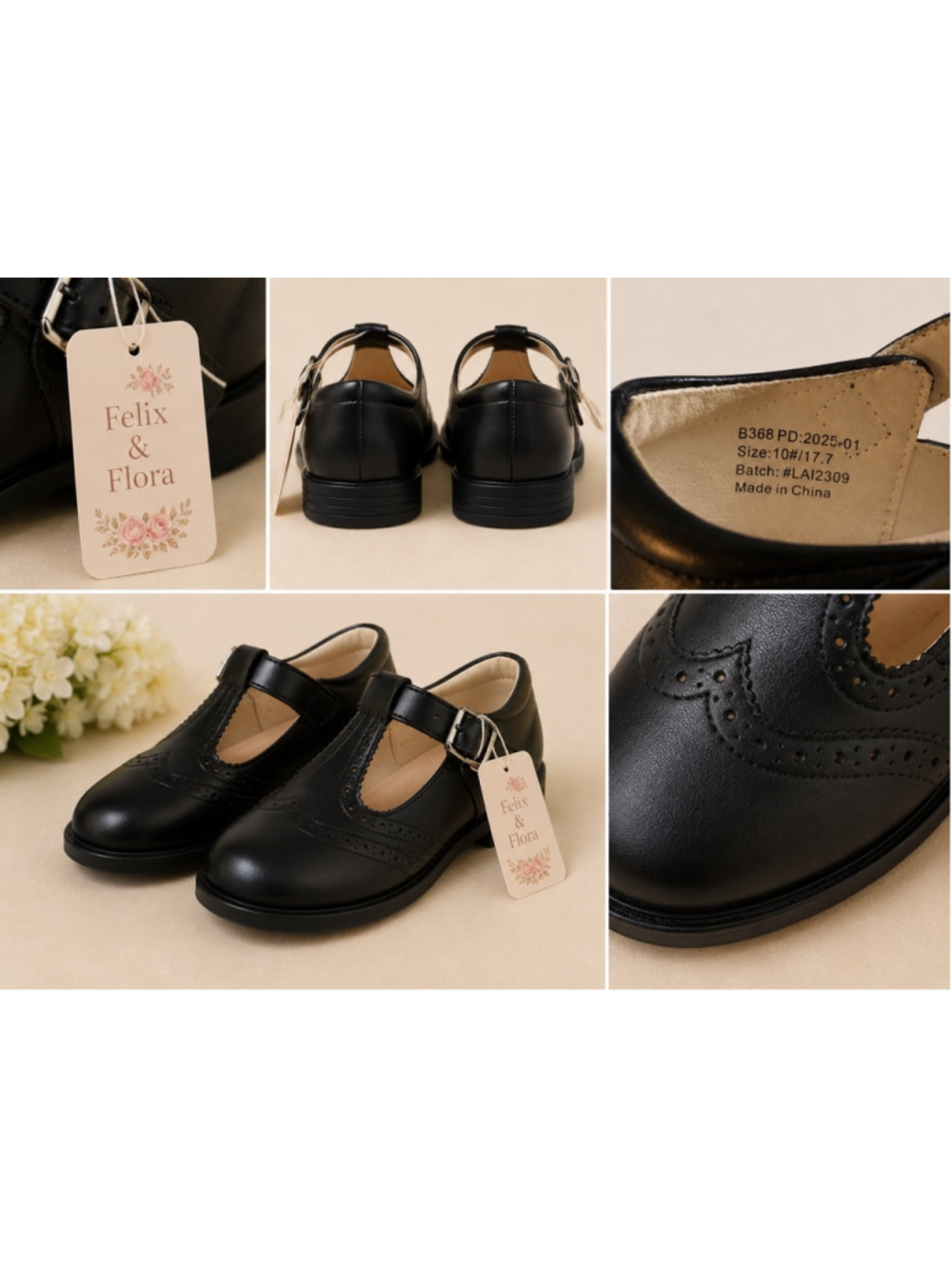 Felix & Flora Girls Black Mary Jane Dress Shoes Size 10 NWT T-Strap Formal - Picture 9 of 9